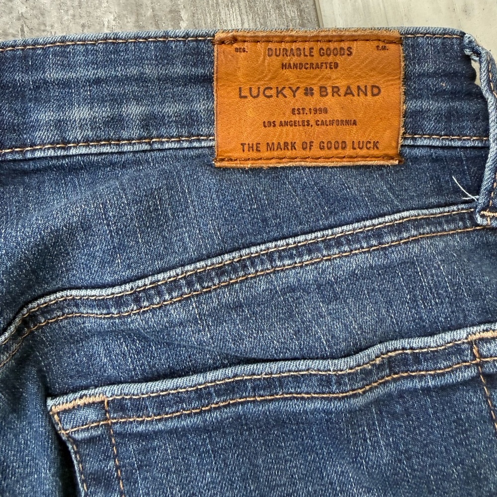 Lucky Brand Bridgette Mid Rise Skinny Jeans Raw Hem Blue Denim 0/25 Ankle - Picture 9 of 9